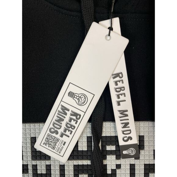 Rebel Minds Hoodie Mens 4XL Black Always Thinking Big Lego Brick Graphic - Picture 6 of 10